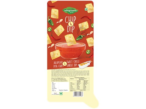 Wingreens Farms Jalapeno Pita Chips & Sweet Chilli Garlic Dip, 70 g