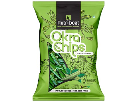 NUTRIBOAT Okra Chips - Vacuum Cooked, Spiced & Stormy, 25 g