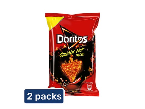 Doritos Nachos Sizzlin' Hot Crunchy Chips - Snacks, Party Pack, 2 x 78 g