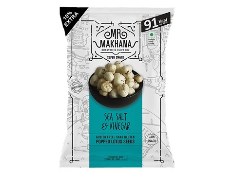 MR. MAKHANA Fox Nuts Sea Salt & Vinegar - Delicious Teatime Snack, Popped Lotus Seeds, Roasted In Olive Oil, 25 g