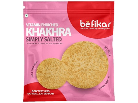 Befikar Vitamin Enriched Khakhra - Simply Salted, Rich In Iron, Baked, Cholesterol Free, 180 g