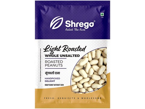 Shrego Lightly Roasted Whole Unsalted Roasted Peanuts, 360 g