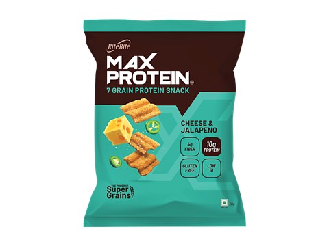 RiteBite Max Protein Cheese & Jalapeno 10g Protein Chips, 60 g