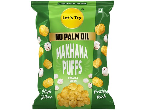 Let's Try Cream & Onion Makhana Puffs, 57 g
