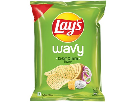 Lay's Wavy Potato Chips - Cream & Onion Flavour, 40 g