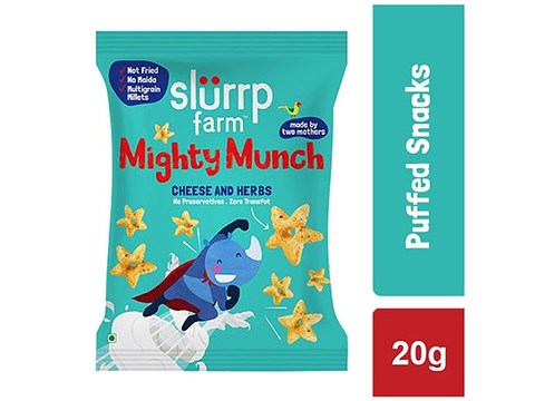 Slurrp Farm Cheese & Herbs Puff- Healthy Snacks for Kids, School Tiffin and Travel Friendly, 20 g