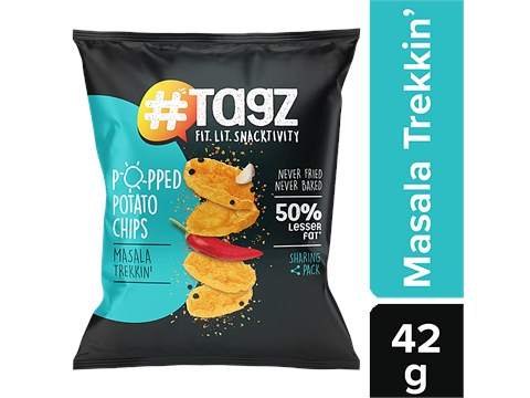 tagz Popped Potato Chips - Masala Trekkin, 42 g