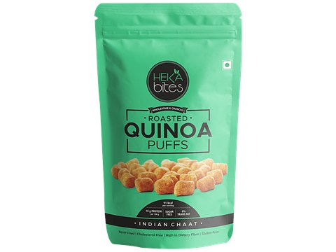 Heka Bites Roasted Quinoa Puffs - Indian Chaat, Low Calorie & Healthy Snack, 35 g