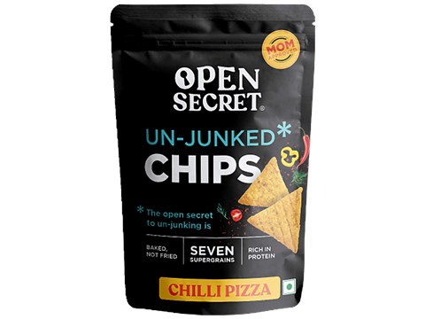 Open Secret Unjunked Chips - 7 Supergrains, Rich In Protein, Baked, Healthy Snack, Chilli Pizza, 45 g