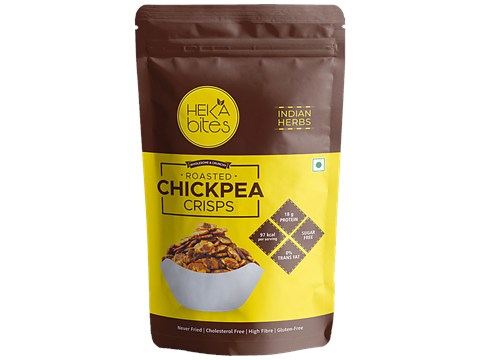 Heka Bites Roasted Chickpea Crisps Indian Herbs - Low Calories, High Protein, Healthy Snack, 60 g