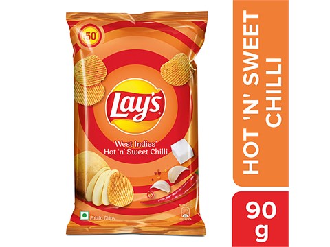 Lay's West Indies Hot N Sweet Potato Chips - Crispy Chips & Snacks, 82 g
