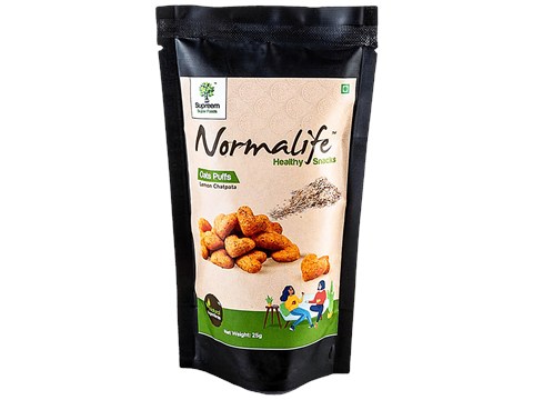 Supreem Super Foods Normalife - Oats Puffs, Lemon Chatpata, Healthy Snack, Gluten Free, 25 g