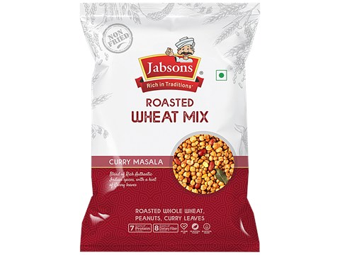 Jabsons Roasted Wheat Mix - Curry Masala, Rich Authentic Indian Spices, Non-fried, Protein Rich, 200 g