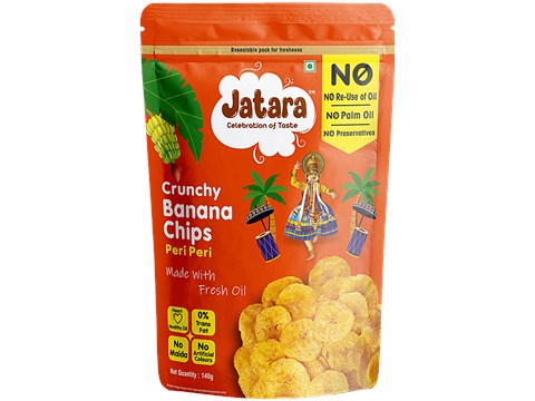 Jatara Peri Peri Banana Chips, 140 g
