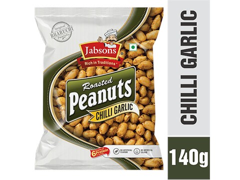 JABSONS Roasted Peanuts - Chilly Garlic, 140 g