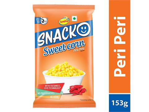 Sundrop Snacko Instant Sweet Corn - Peri Peri Flavour, No Preservatives, 153 g