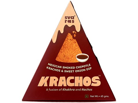 Svaras Krachos Fusion Khakhra Nachos - Mexican Smoked Chipotle & Sweet Onion Dip, 65 g
