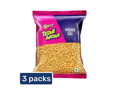 Bingo! Tedhe Medhe - Moong Dal, Namkeen Mixture, 3x200 g