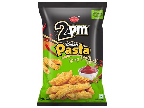 2PM Snacks Italian Pasta Namkeen - Spicy Saucy Tomato, 60 g