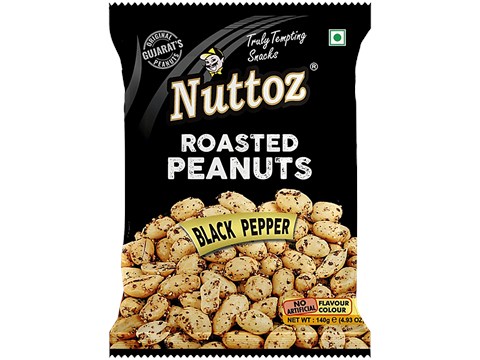 Nuttoz Roasted Peanuts - Black Pepper, 140 g