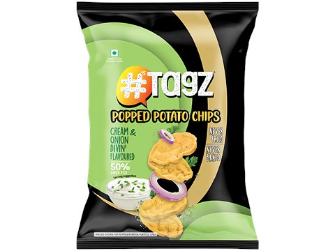 tagz Cream & Onion Divin' Flavoured Popped Potato Chips, 31 g