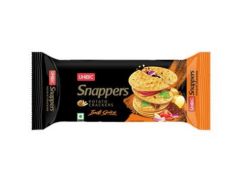 Unibic Snappers Potato Crackers - Indi Spice, Light, Crispy Snack, 70 g
