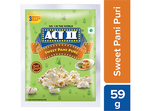 ACT II Instant Popcorn - Sweet pani Puri Flavour, Snacks, 59 g