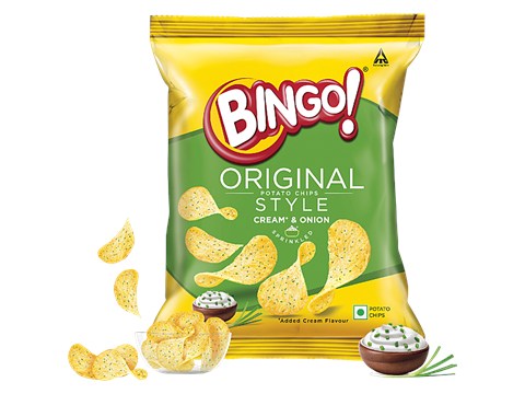 Bingo! Original Style Potato Chips - Cream & Onion, 21 g