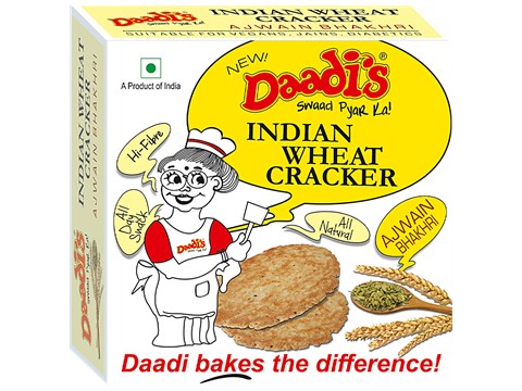 Daadi's Indian Wheat Cracker - Ajwain Bhakhri, High In Fibre, All Natural, 180 g