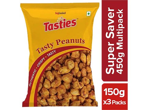 Tasties Tasty Peanuts - Spice Coated, 3x150 g