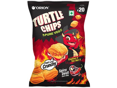 Orion Spicy Devil Corn Turtle Chips, 35 g