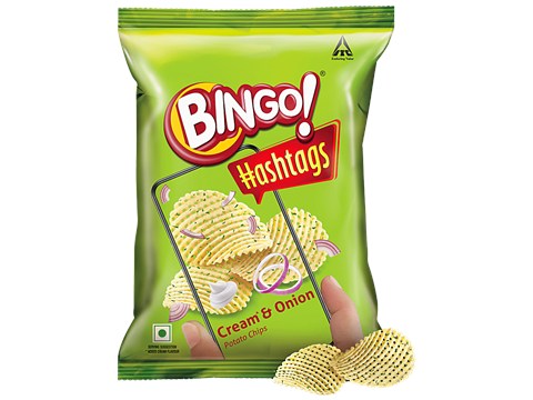 Bingo! Hashtags Cream & Onion Potato Chips, 53 g