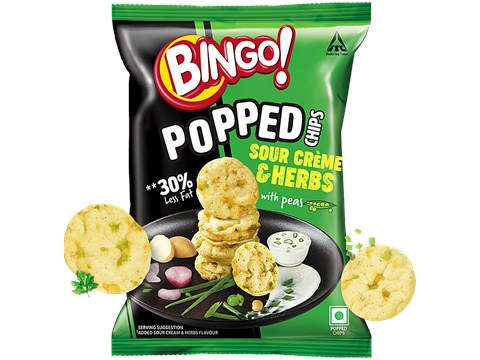 Bingo! Sour Creme & Herbs Popped Chips, 25 g