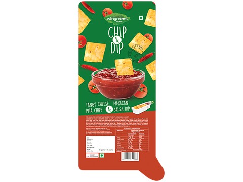 Wingreens Farms Tangy Cheese Pita Chips & Mexican Salsa Dip, 70 g