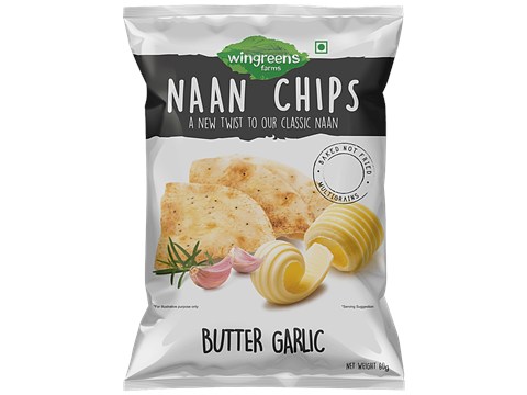 Wingreens Farms Naan Chips - Butter Garlic, 60 g