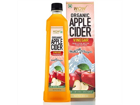 WOW Life Science  Organic Apple Cider Vinegar - Raw, Unfiltered & Unpasteurised, Boosts Immunity, 400 ml