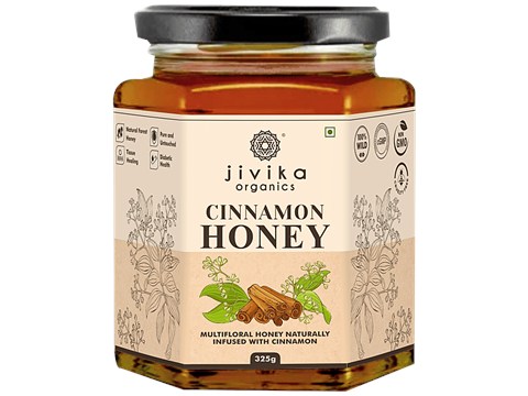 Jivika Naturals Organic Cinnamon Honey - Wild, Pure & Untouched, Non-GMO, 325 g