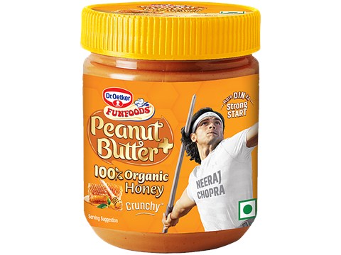 Dr.Oetker Funfoods Peanut Butter + Organic Honey Crunchy, 375 g
