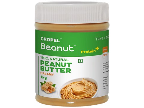 Beanut Natural Peanut Butter - Creamy, Rich In Protein & Fibre, No Trans Fat, 1 kg