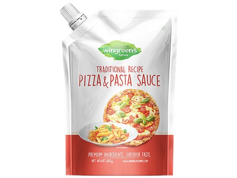 Wingreens Farms Pizza & Pasta Sauce - Traditional Recipe, Savoury Flavours, Made With Fresh Ingredients, 600 g