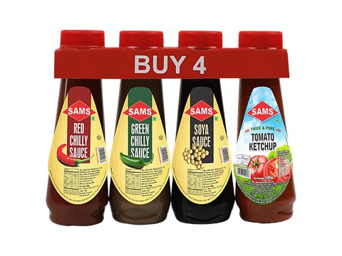 SAMS Chinese Sauces Combo - Red Chilli, Green Chilli, Soy, Tomato Ketchup, 400 g