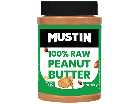 MUSTIN Raw Peanut Butter - Crunchy, 1 kg