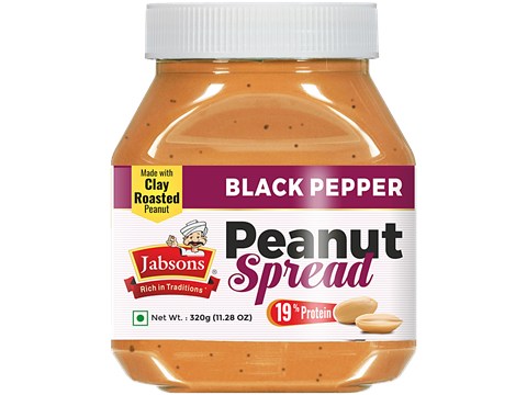 JABSONS Peanut Spread - Black Pepper, 19% Protein, 320 g