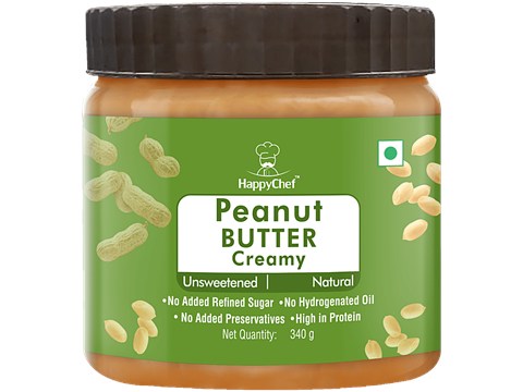 HappyChef Unsweetened Creamy Peanut Butter, 340 g
