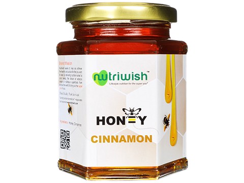Nutriwish Pure Organic Honey - Infused With Cinnamon, 350 g