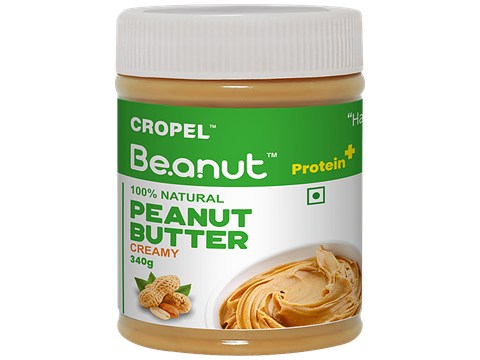 Beanut Natural Peanut Butter - Creamy, Rich In Protein & Fibre, No Trans Fat, 340 g