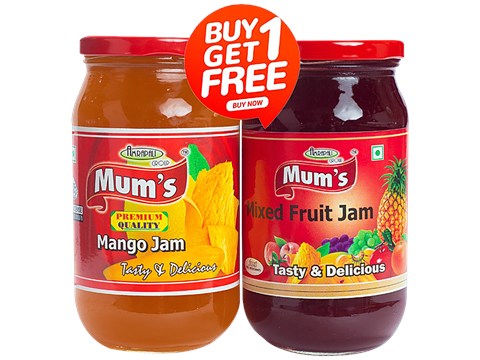 Mum's Mango + Mixed Fruit Jam - Tasty & Delicious, Premium Quality, 500 g
