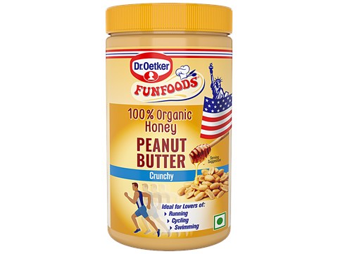 Dr.Oetker Funfoods - Organic Honey Peanut Butter, Crunchy, Rich In Antioxidants, 750 g