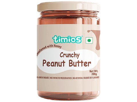 Timios Crunchy Peanut Butter - Sweetened With Honey, No Added Sugar, 200 g