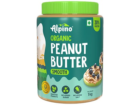 Alpino Organic Peanut Butter Smooth - Unsweetened/Gluten Free/Non-GMO/Vegan, 1 kg